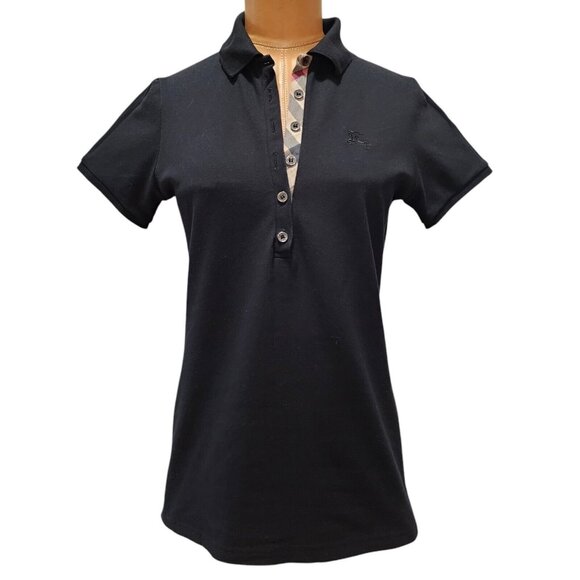 Burberry Brit Collared Neck Short Sleeve Black Polo Top Size Small - Picture 1 of 6